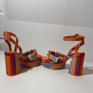 Copper Key Colorful Striped Platform Heels